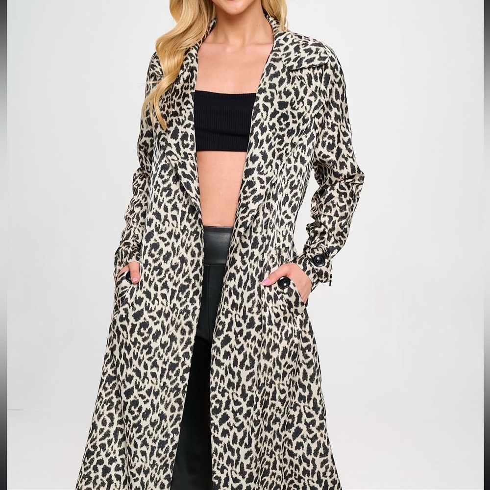 LA Coalition | Leopard Print Trench Coat